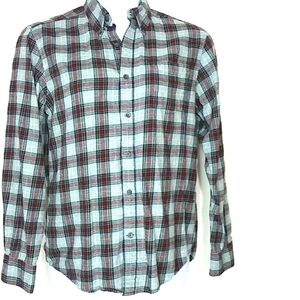 St Johns Bay Red Gray Plaid Flannel Shirt Mens Medium Long Sleeve Button Down
